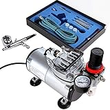 Timbertech Airbrush-Set mit Kompressor mit Mächtig Luftstrom und Luftdruck, Grundlegender...