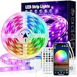 VKH LED Strip 5m, LED Streifen 5m Selbstklebend Bluetooth RGB LED Band mit Fernbedienung...