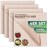 Loco Bird Passiertuch 50x50cm - 4 Stück Käsetuch - 100% Baumwolle ungebleicht - Feines...