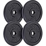 ScSPORTS® Hantelscheiben - Set, 20 kg (4 x 5 kg), Ø 31mm, Gusseisen, Schwarz -...