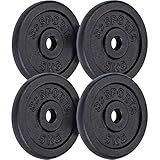 ScSPORTS® Hantelscheiben - Set, 20 kg (4 x 5 kg), Ø 31mm, Gusseisen, Schwarz -...