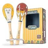 HEJ LØNNE Holz Rassel 2er Set - Maracas Kinder - Holz Musikinstrument zur Förderung von...