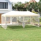 Faltbares Partyzelt mit Seitenwänden, cremefarben, 3 x 6 m, Artikelfarbe creme