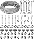 30m Φ 3mm Stahlseil Kit, Drahtseil Spanndraht Edelstahl 304, Stahlseil Ummantelt mit...