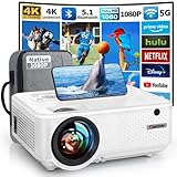 Beamer, Full HD 1080P Beamer 12000 Lumen 5G WiFi Bluetooth Beamer 4K Heimkino...