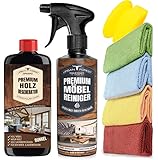 SPARSET Premium Möbelreiniger + Möbelpolitur Holz Öl dunkel + Schwamm+ 4x...