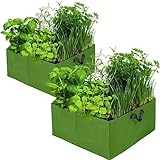 Tanlade 2 Stück 25 Gallonen Filzstoff Erhöhtes Gartenbeet mit Griffen, 4 Fächer,...
