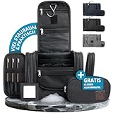 Obics Kulturbeutel Damen & Herren Gross schwarz 8L XL - Kulturtasche zum Aufhängen, mit...