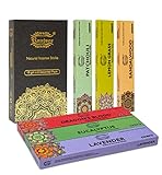 Raajsee 100% Bio-Räucherstäbchen handgerollt 6er-Pack je 15 Gramm-Lavendel, Sandelholz,...