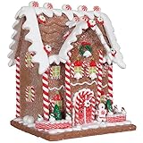 Christmas Paradise Weihnachtliches Deko Lebkuchenhaus Pfefferkuchenhaus 13cm braun-weiß