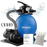 Monzana Sandfilteranlage 10.200 l/h inkl 1000gr Filterbällen 7 Wege Ventil 2in1 Adapter...