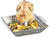 Rosenstein & Söhne Hähnchengriller: BBQ-Hähnchen-Griller mit Aroma-Behälter für ganze...