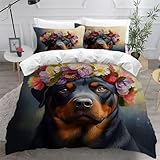 DILANI Bettwäsche 200x200 Rottweiler Bettwäsche-Set 3 Teilig 3D Druck Hund Tier...