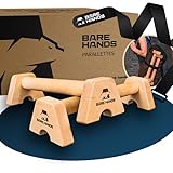 BARE HANDS Parallettes – 2x gelenksschonende & rutschfeste Holz Liegestützgriffe |...