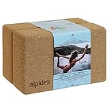 ALPIDEX Yogablock 2er Set ökologisch und nachhaltig Naturkork aus Portugal Korkblock Yoga...