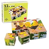 R.u.M. Toys Block Puzzle - Würfelpuzzle Auf dem Bauernhof - Handgefertigtes Kinder Puzzle...