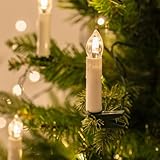 Lights4fun 50er LED Weihnachtsbaum Lichterkette Kerzenlichterkette creme Innen 15,7m