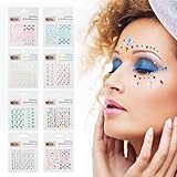 8 Blätter Glitzersteine Selbstklebend,Gesichts-Edelstein-Stick zum Basteln,Strasssteine...