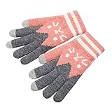 TDEOK Outdoor-Handschuh für Erwachsene, Damen, plus Samt, verdickend, niedlich, Cartoon,...