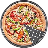 Retoo 31.5cm Rund Pizzablech aus Karbonstahl mit Löchern für Pizza & Flammkuchen,...