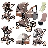 YAZOCO kinderwagen 3 in 1, kinderwagen Kombikinderwagen reisesysteme mit Wickeltasche...