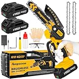 Bürstenloser Mini Kettensäge Mit Akku,6 zoll Elektro-Kettensäge Handkettensäge Akku...