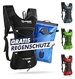 SASMO Sports® Trinkrucksack (schwarz) mit Thermofach | Laufrucksack Ultraleicht 300g |...