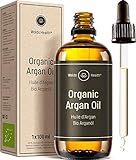 Bio Arganöl kaltgepresst für Gesicht, Haut & Haare 100ml - ohne Zusätze mit Pipette
