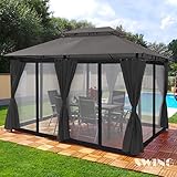 Luxus Pavillon 3x4m Minzo - inklusive Seitenwände Gartenpavillon Partyzelt Gartenzelt...
