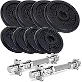 ScSPORTS 20 kg Kurzhantel-Set, aus Guss, 2x Kurzhantel Chrom mit Sternverschlüssen und 8...