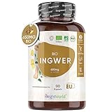 Bio Ingwer Kapseln - 650mg reines Ingwerpulver pro Portion - Vegan & Ohne Zusatzstoffe -...