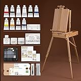 Meeden Staffelei Set, im französischen Sti, 15x100ml Acryl-Farben, Pinsel-Set, Leinwand,...