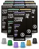 Rosso Caffe Kaffeekapseln Nespresso Kompatibel - 120 Aluminium Kaffeepads - 6 Köstliche...