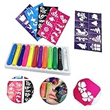 Lurrose 12-Teiliges Farbstift-Tattoo-Vorlagen-Make-Up-Taschen-Set Pinsel Für Kinder...