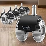 Sytopia Bürostuhl Rollen 11mm x 22 mm, Super Leise und Weiche Hartbodenrollen für...