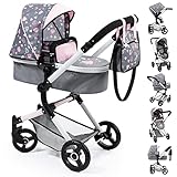 Bayer Design 18419AA Kombi Puppenwagen Neo Vario mit Tasche, Grau, Rosa, 52cm