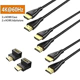 ICZI 4K@60Hz HDMI Kabel 1,8m, 3 Stück HDMI 2.0 Kabel mit Winkelstecker 90 und 270 Grad,...