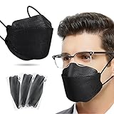 Tlince 25 Stück FFP2 Maske Schwarz Fischform, FFP2 Schwarz Fischmaske Erwachsener Groß...