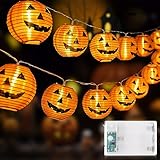 Auting Halloween Lichterkette Batterie, 6M 20 LED Orange Kürbis Lampion Lichterkette mit...