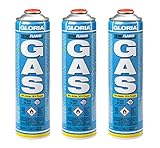 GLORIA Universal Gas-KARTUSCHEN 3 x 600ml | für Thermoflamm | Camping | Unkrautbrenner |...