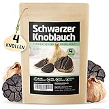 Schwarzer Knoblauch, 4 Knollen fermentierter Knoblauch aus Spanien, 90 Tage fermentiert,...