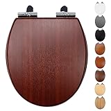 Fanmitrk Wc Sitz Toilettensitz mit Absenkautomatik, Holz Toilettendeckel, MDF-Holzkern...