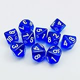 Bescon Polygonal 10-Seitig Würfel Mit Der Nummer 1-10, W10 Blau Transparente 10 Seitige...