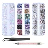 4200 Stück Strasssteine für Nägel, Nagelglitzer, Pailletten, Nagelaufkleber mit...