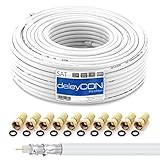 deleyCON HQ 50m SAT Koaxial Kabel 130dB - 4-fach geschirmt für DVB-S - S2 DVB-T und DVB-C...