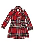 Allegra K Damen Mantel Langarm Zweireiher Colorblock Karo Trenchcoat Coat Rot Grün L