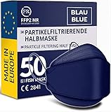 FiRiO® 50x FFP2 Maske Blau [MADE IN EUROPE] - Navy Blue FFP2 Maske Fischform aus Europa...