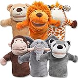 JOYIN 6 Stück Tier Handpuppen Spielzeug Set für Kinder,Freunde Im Tiergarten, Deluxe...