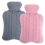 2L Wärmflasche mit weichem Bezug,Hot Water Bottle Auslaufsicher Naturgummi Bettflasche...