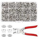 250 Sets Druckknöpfe mit Zange, Metall Druckknopf Set Hohle und Solide Metallknöpfe...